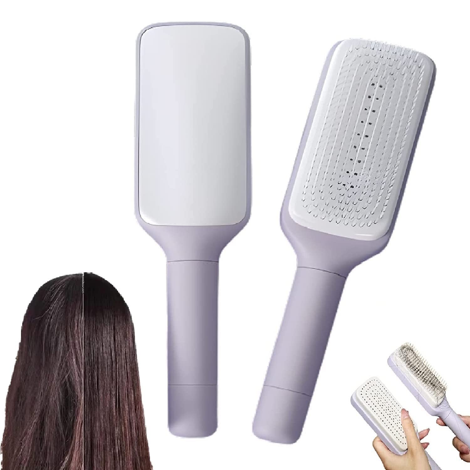 ddc4c425-e5fa-4d23-8ddc-f577f97e2512.jpg 4 In 1 Self Cleaning Hair Brush - Image 1
